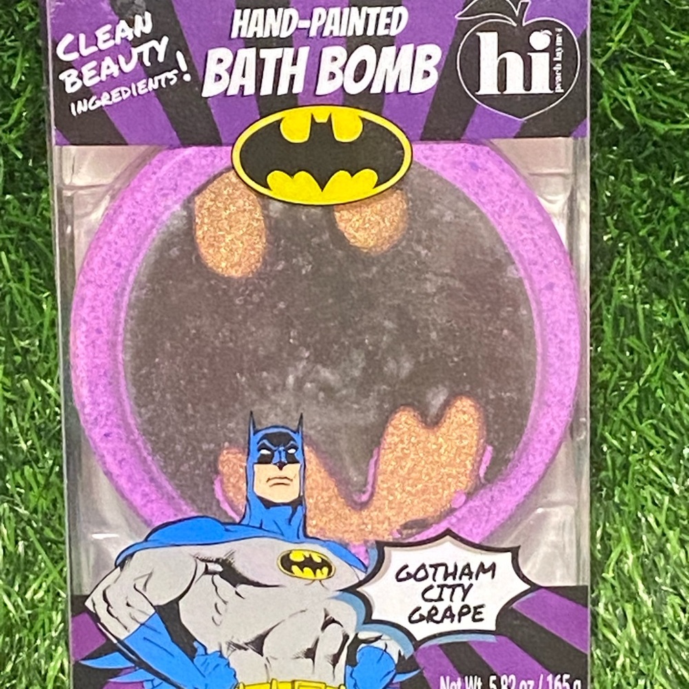 New Batman bath bomb in scent Gotham City Grape clean beauty